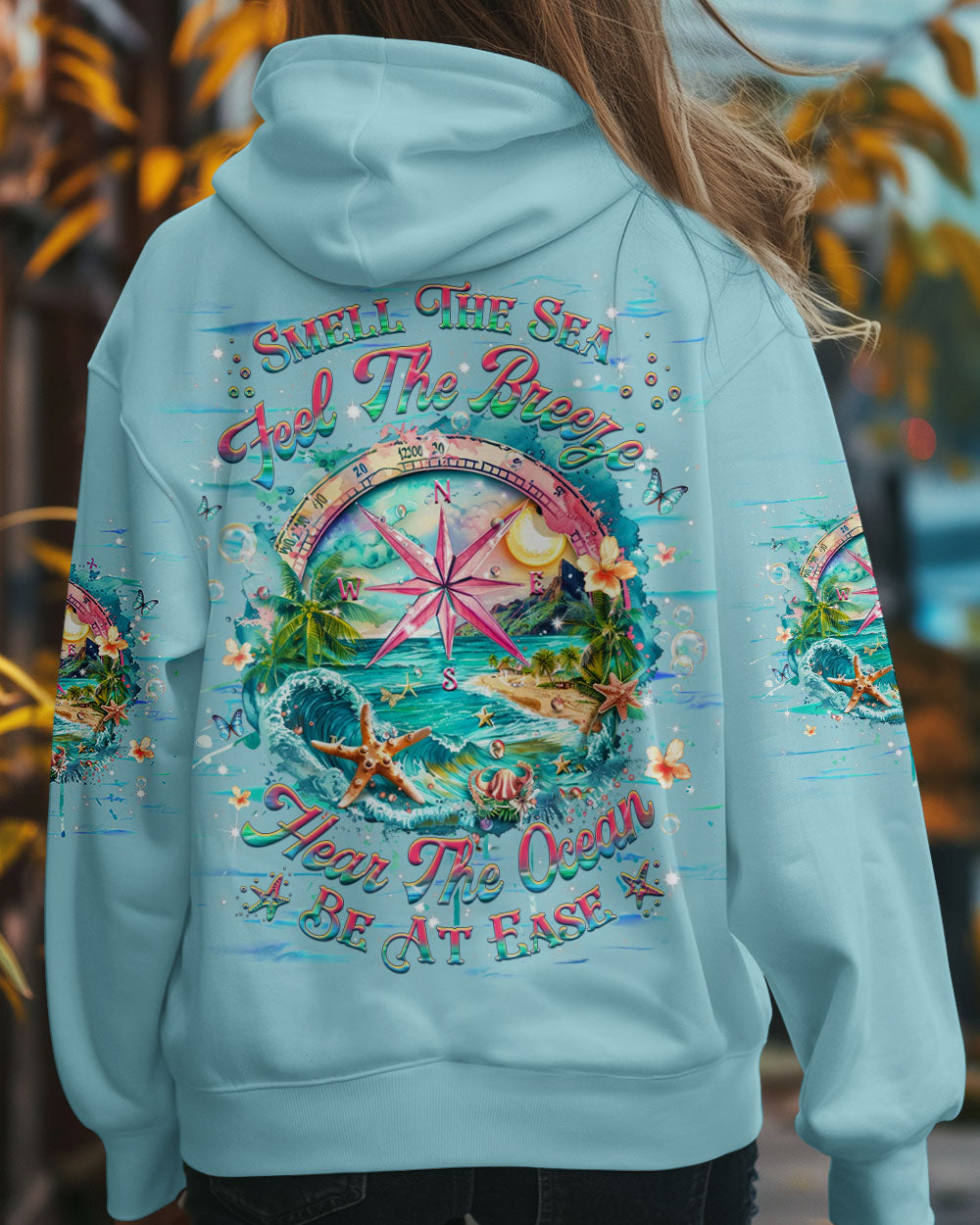 BLISSCORNERS SMELL THE SEA FEEL THE BREEZE COMPASS ALL OVER PRINT