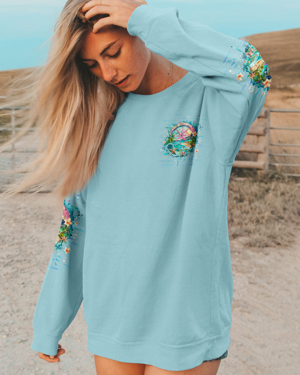BLISSCORNERS SMELL THE SEA FEEL THE BREEZE COMPASS ALL OVER PRINT