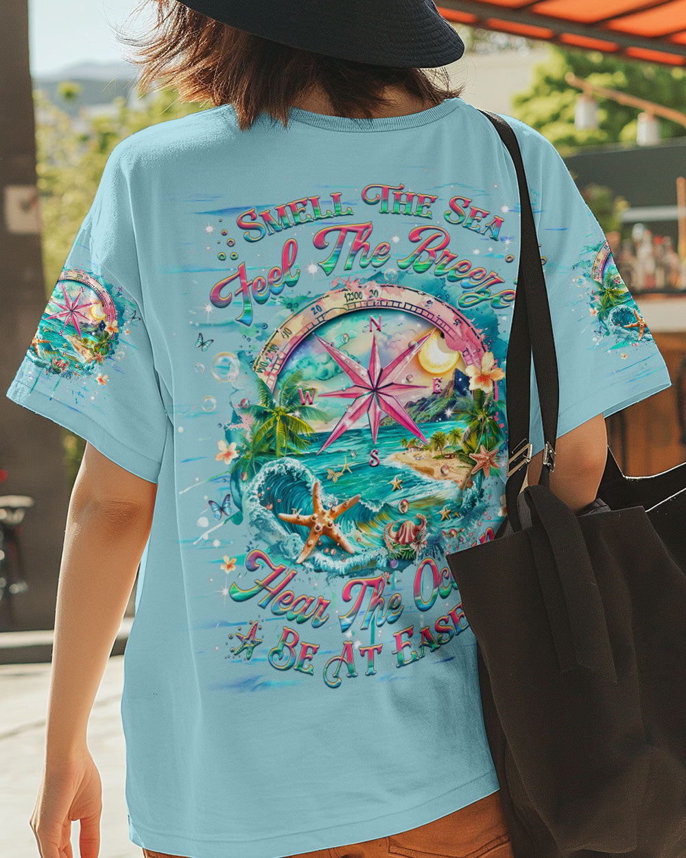 BLISSCORNERS SMELL THE SEA FEEL THE BREEZE COMPASS ALL OVER PRINT