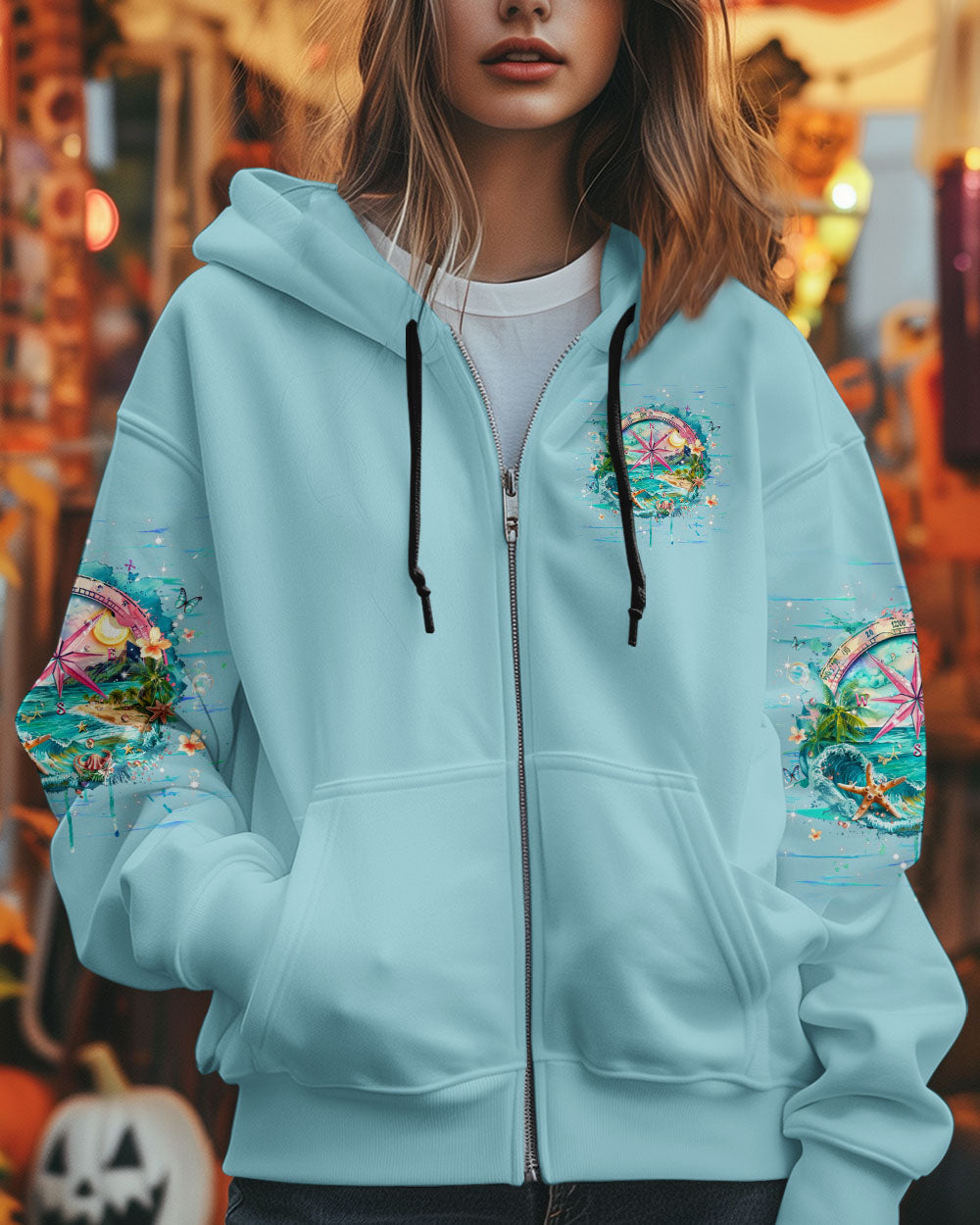 BLISSCORNERS SMELL THE SEA FEEL THE BREEZE COMPASS ALL OVER PRINT