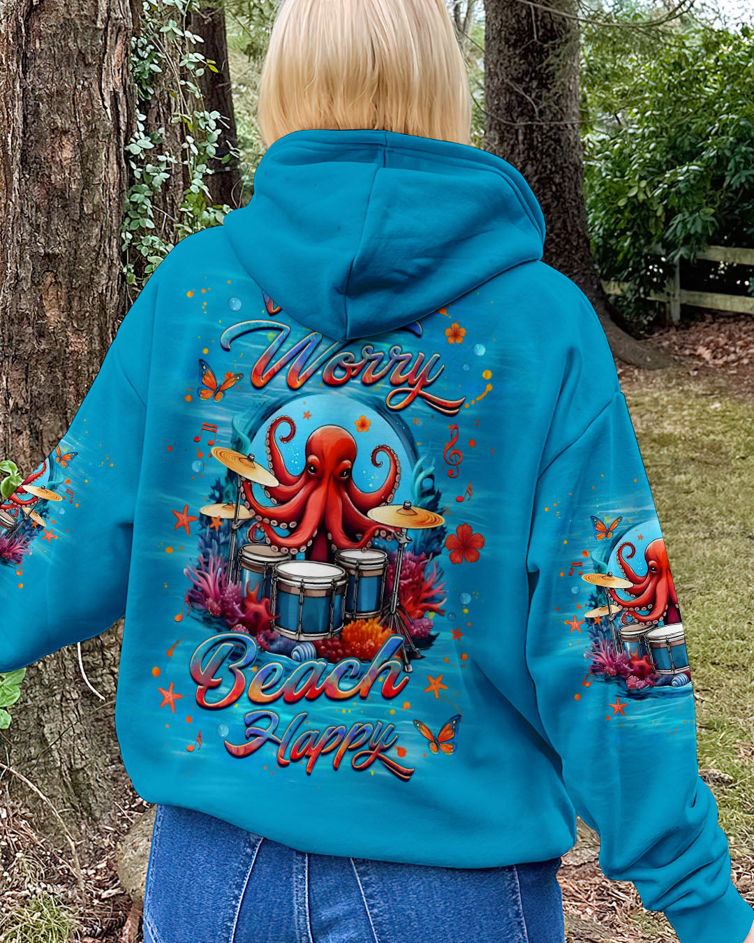 BLISSCORNERS DON'T WORRY BEACH HAPPY OCTOPUS ALL OVER PRINT