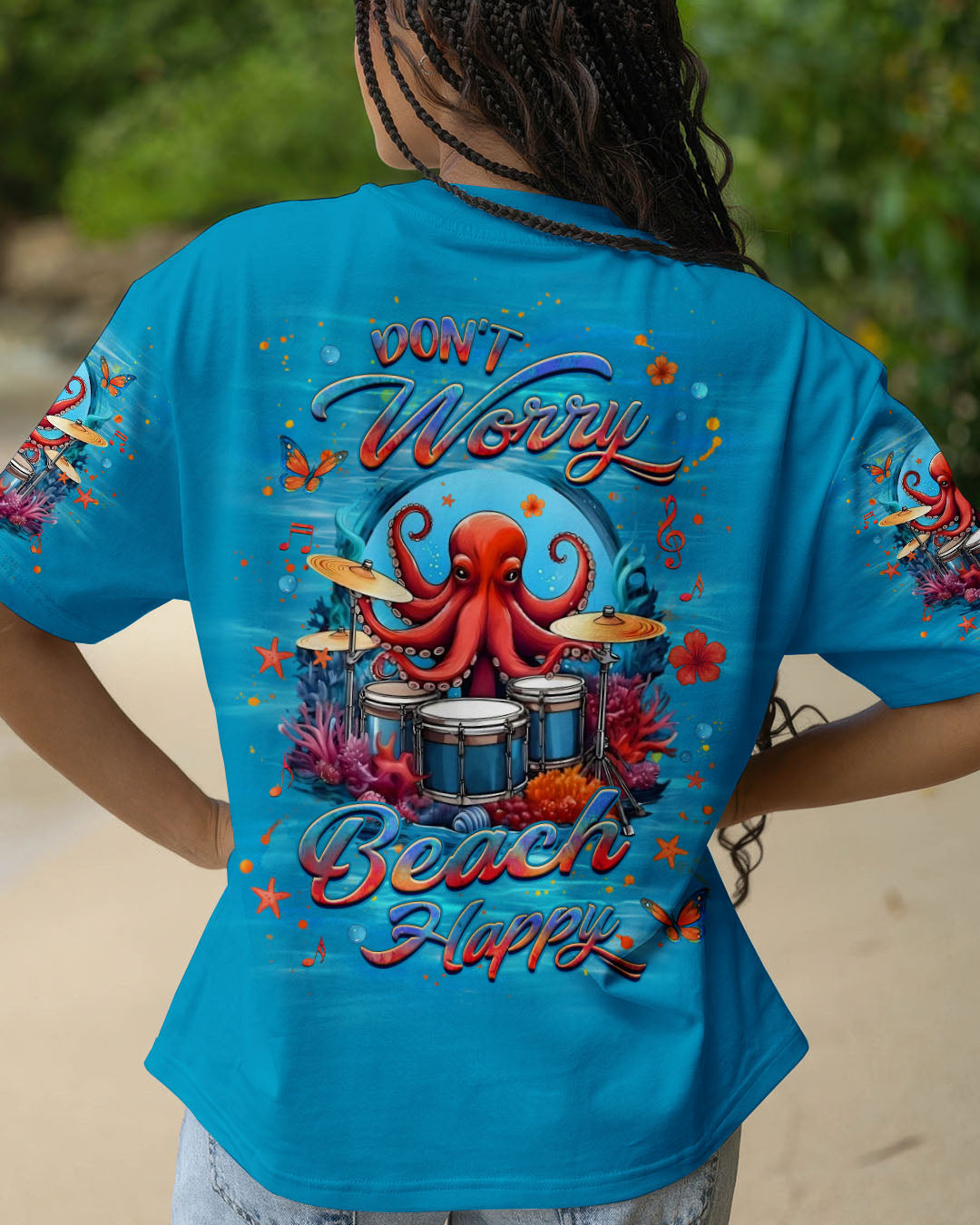 BLISSCORNERS DON'T WORRY BEACH HAPPY OCTOPUS ALL OVER PRINT