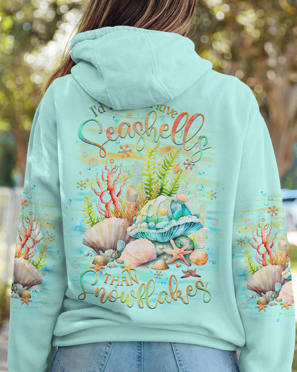 BLISSCORNERS I'D RATHER HAVE SEASHELLS ALL OVER PRINT