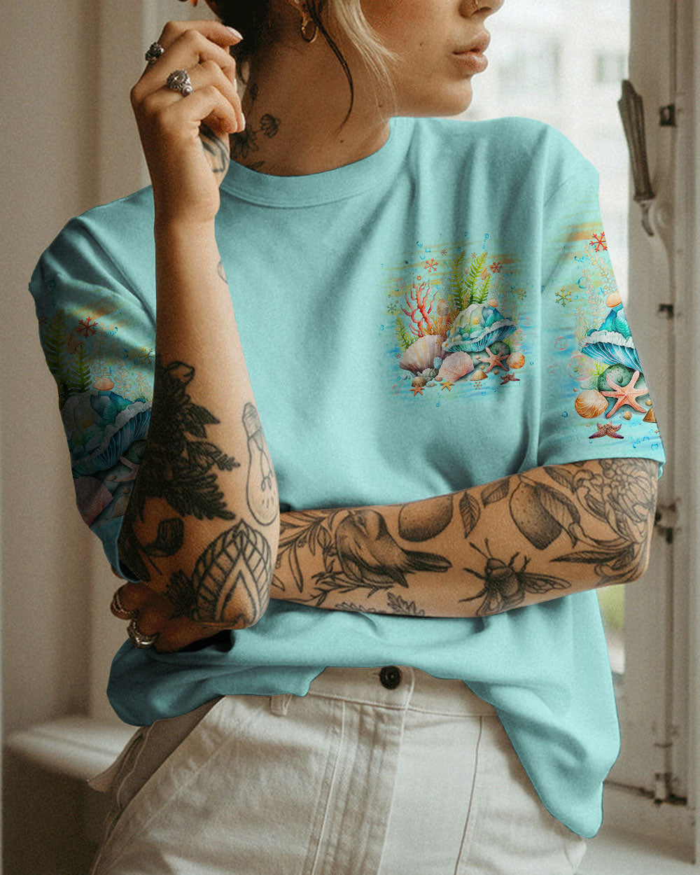 BLISSCORNERS I'D RATHER HAVE SEASHELLS ALL OVER PRINT