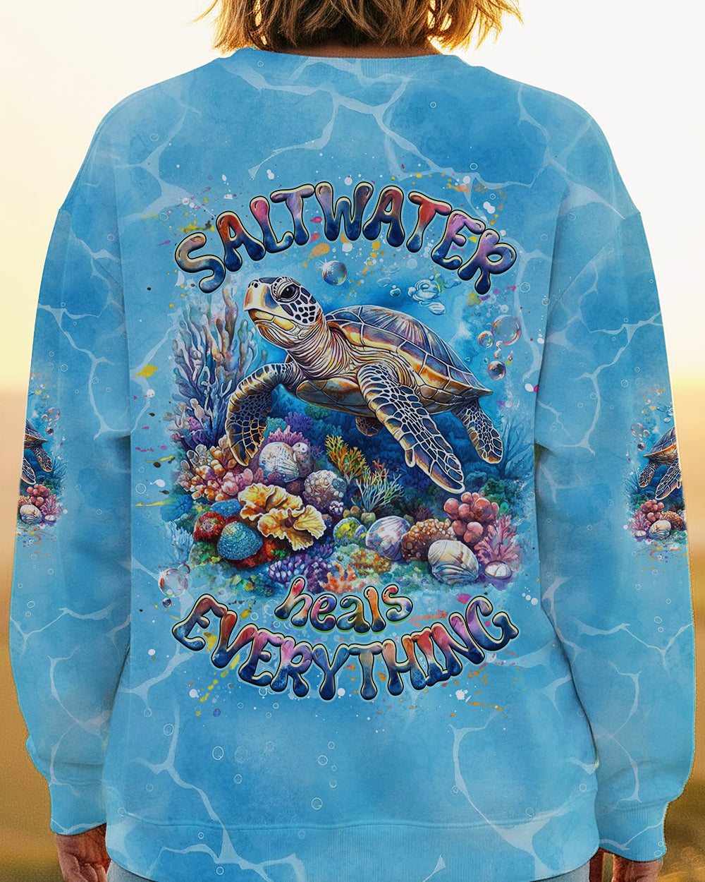 BLISSCORNERS SALTWATER HEALS EVERYTHING TURTLE ALL OVER PRINT