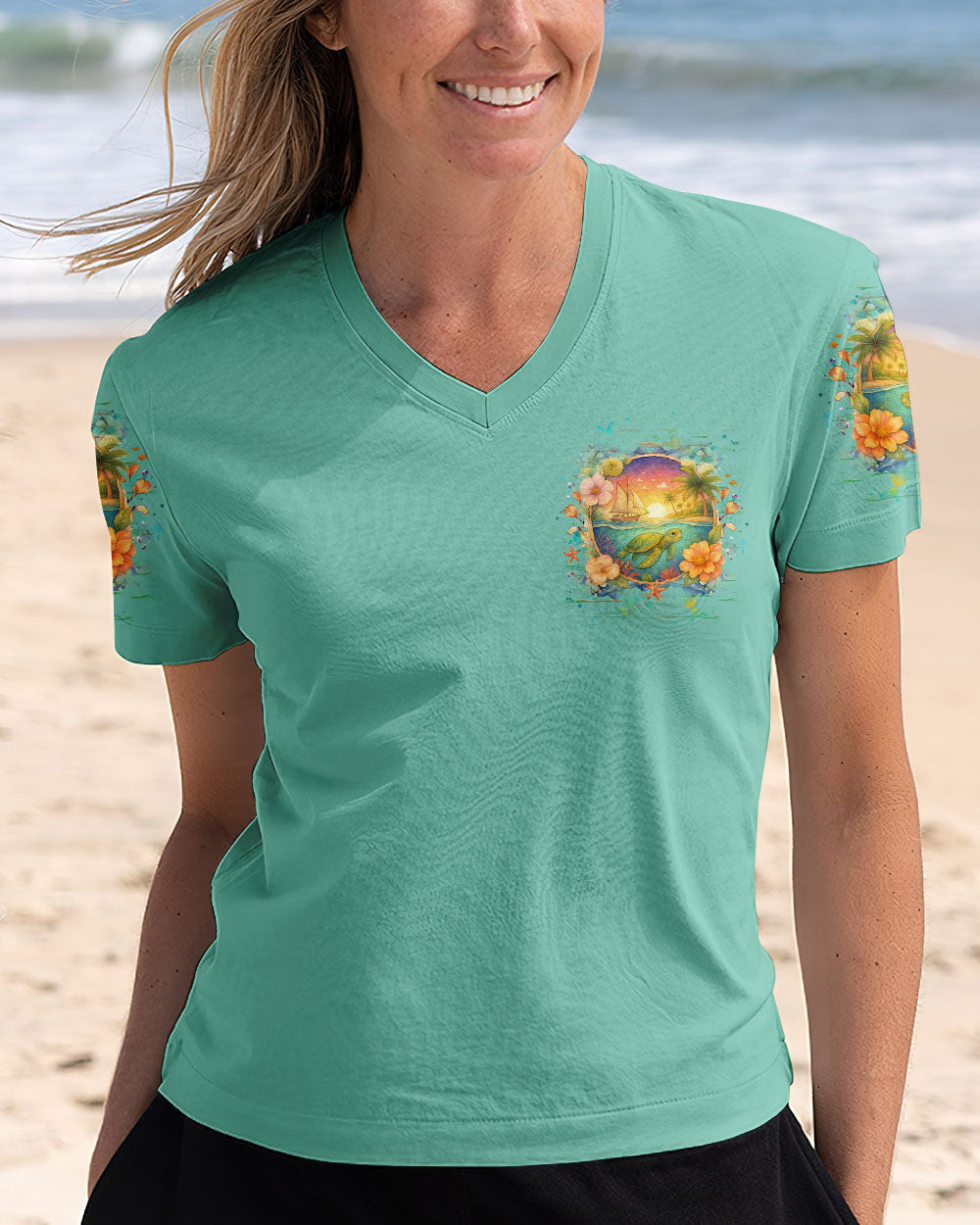 BLISSCORNERS SMELL THE SEA FEEL THE BREEZE TURTLE ALL OVER PRINT