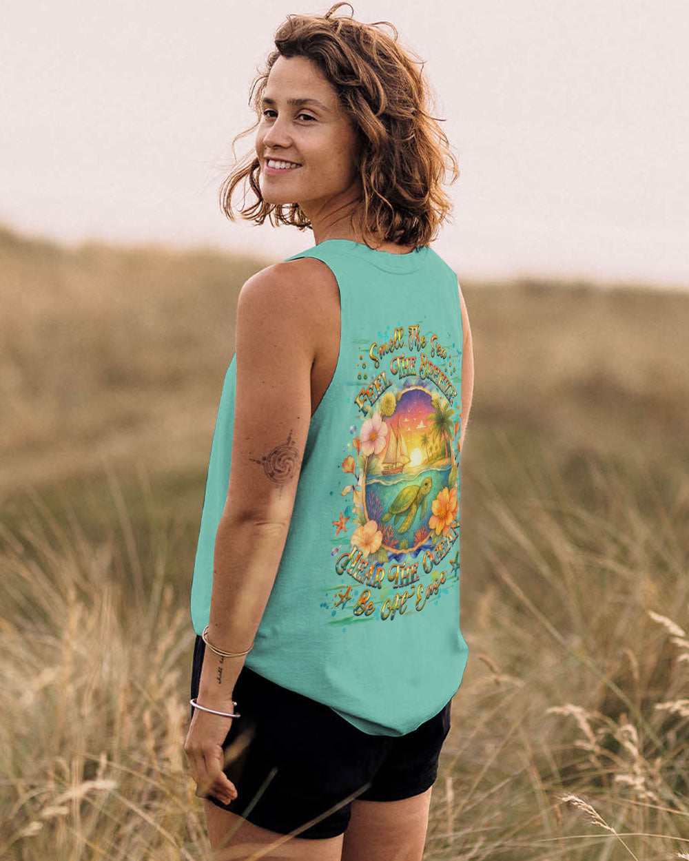 BLISSCORNERS SMELL THE SEA FEEL THE BREEZE TURTLE ALL OVER PRINT
