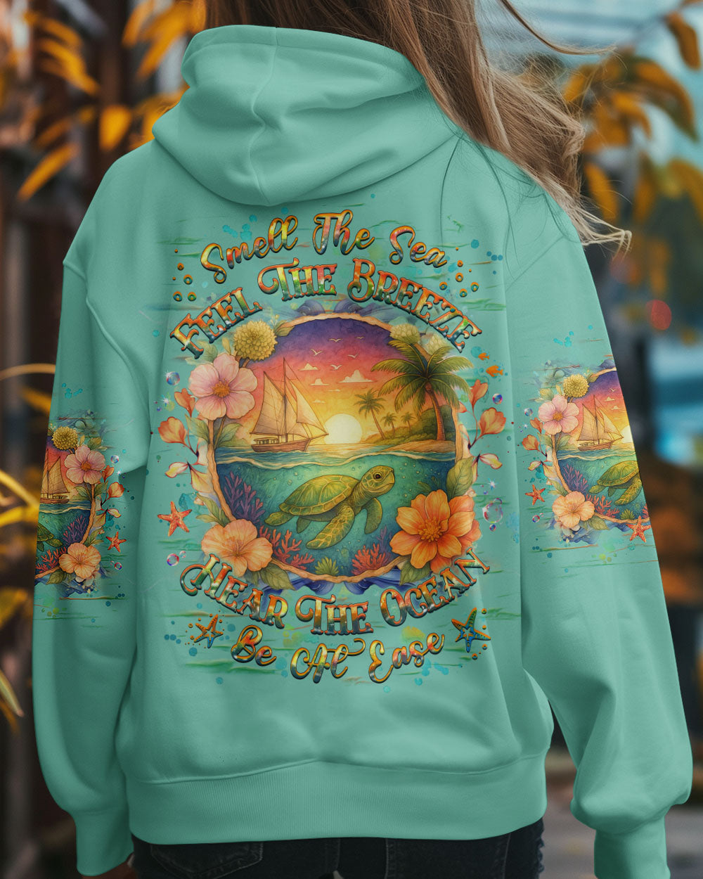 BLISSCORNERS SMELL THE SEA FEEL THE BREEZE TURTLE ALL OVER PRINT