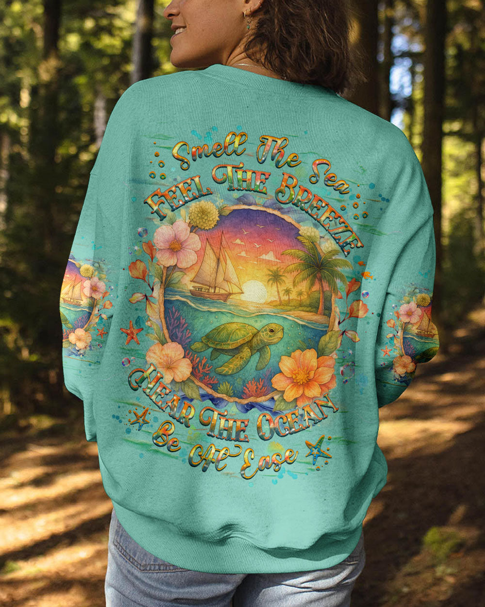 BLISSCORNERS SMELL THE SEA FEEL THE BREEZE TURTLE ALL OVER PRINT