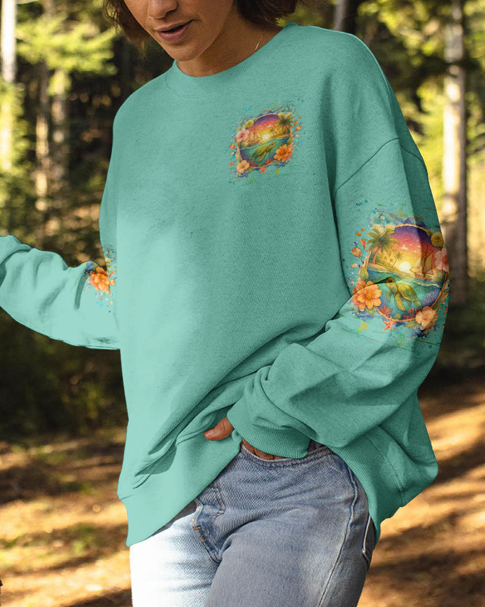 BLISSCORNERS SMELL THE SEA FEEL THE BREEZE TURTLE ALL OVER PRINT
