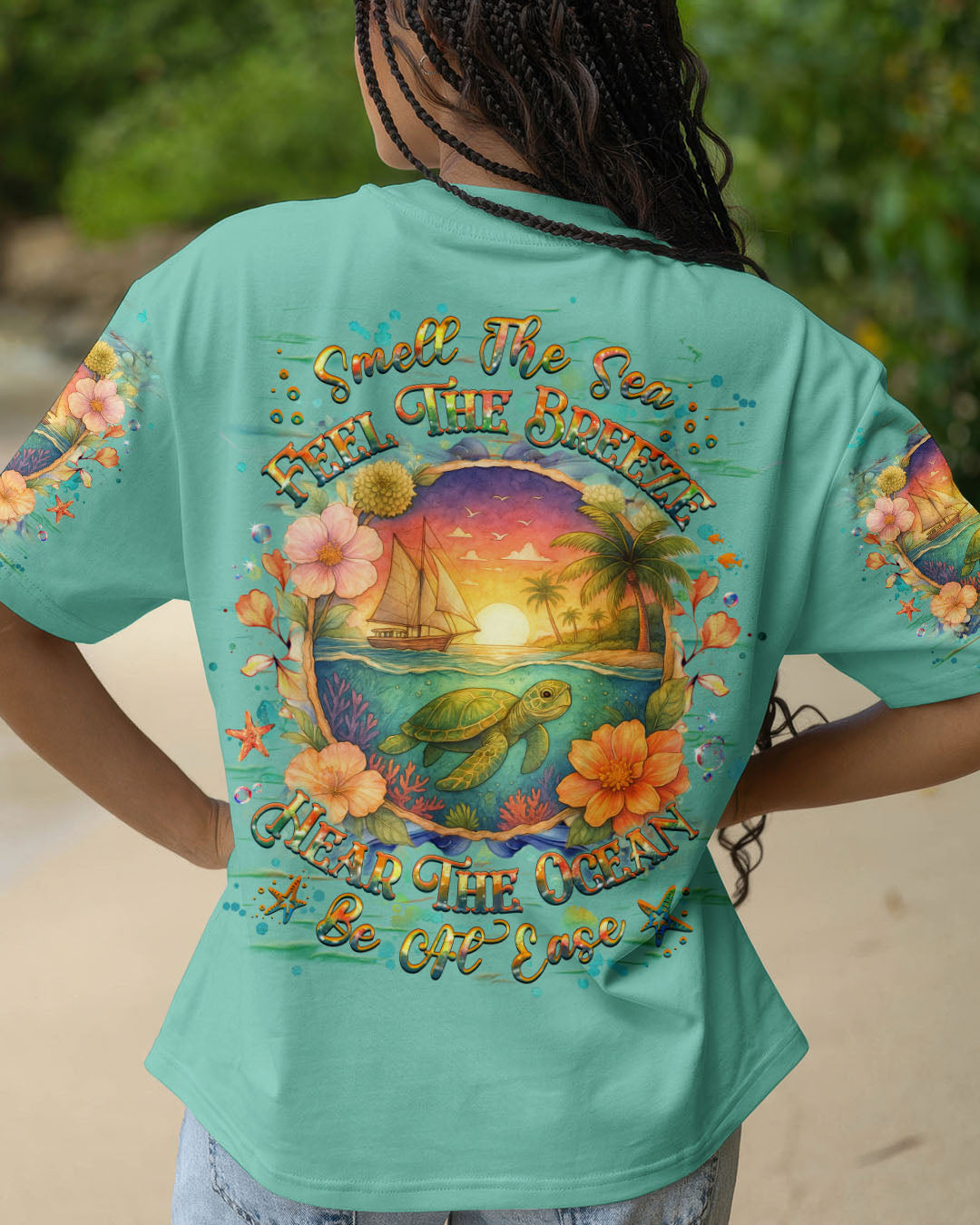 BLISSCORNERS SMELL THE SEA FEEL THE BREEZE TURTLE ALL OVER PRINT