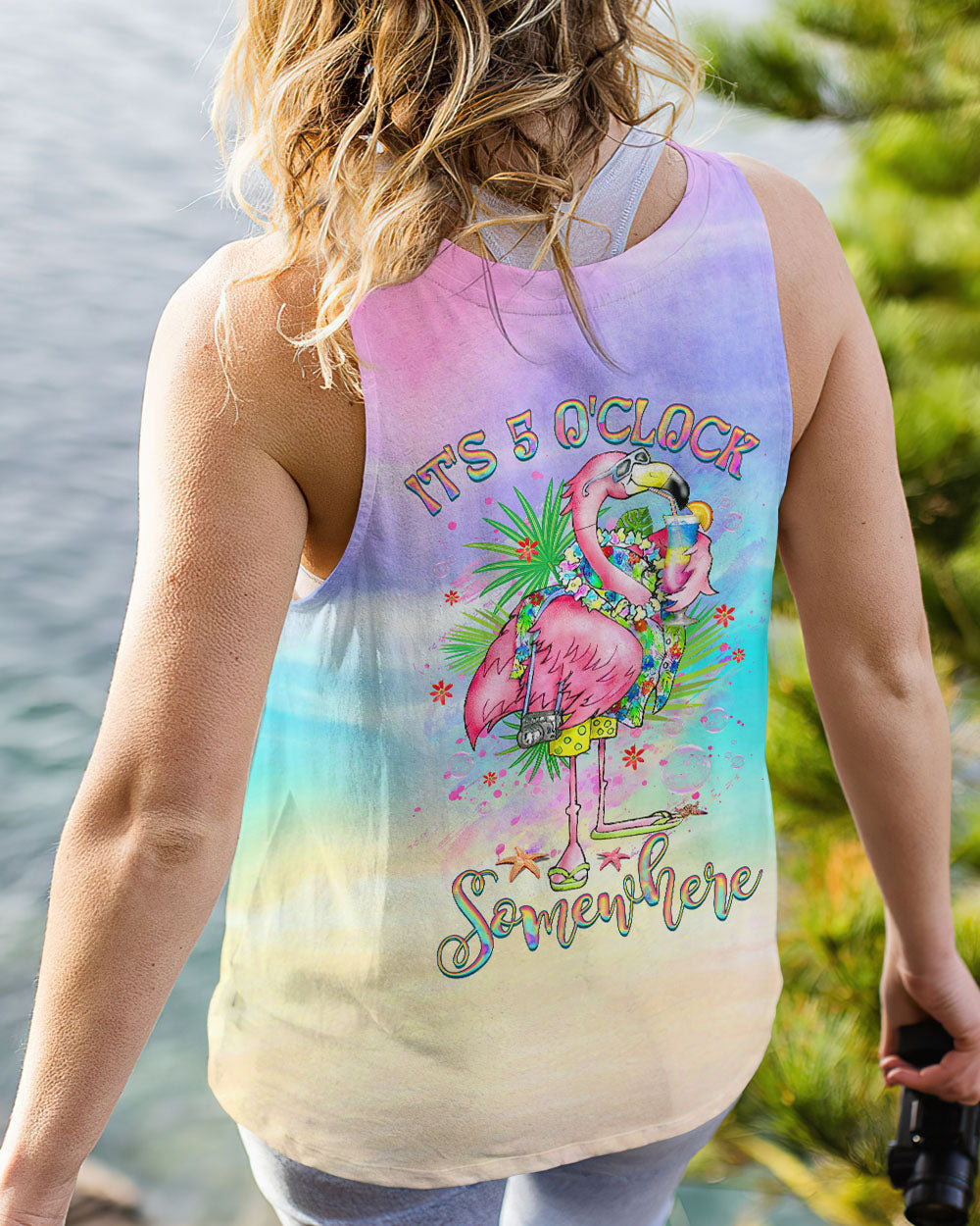BLISSCORNERS IT'S 5 O'CLOCK SOMEWHERE FLAMINGO ALL OVER PRINT