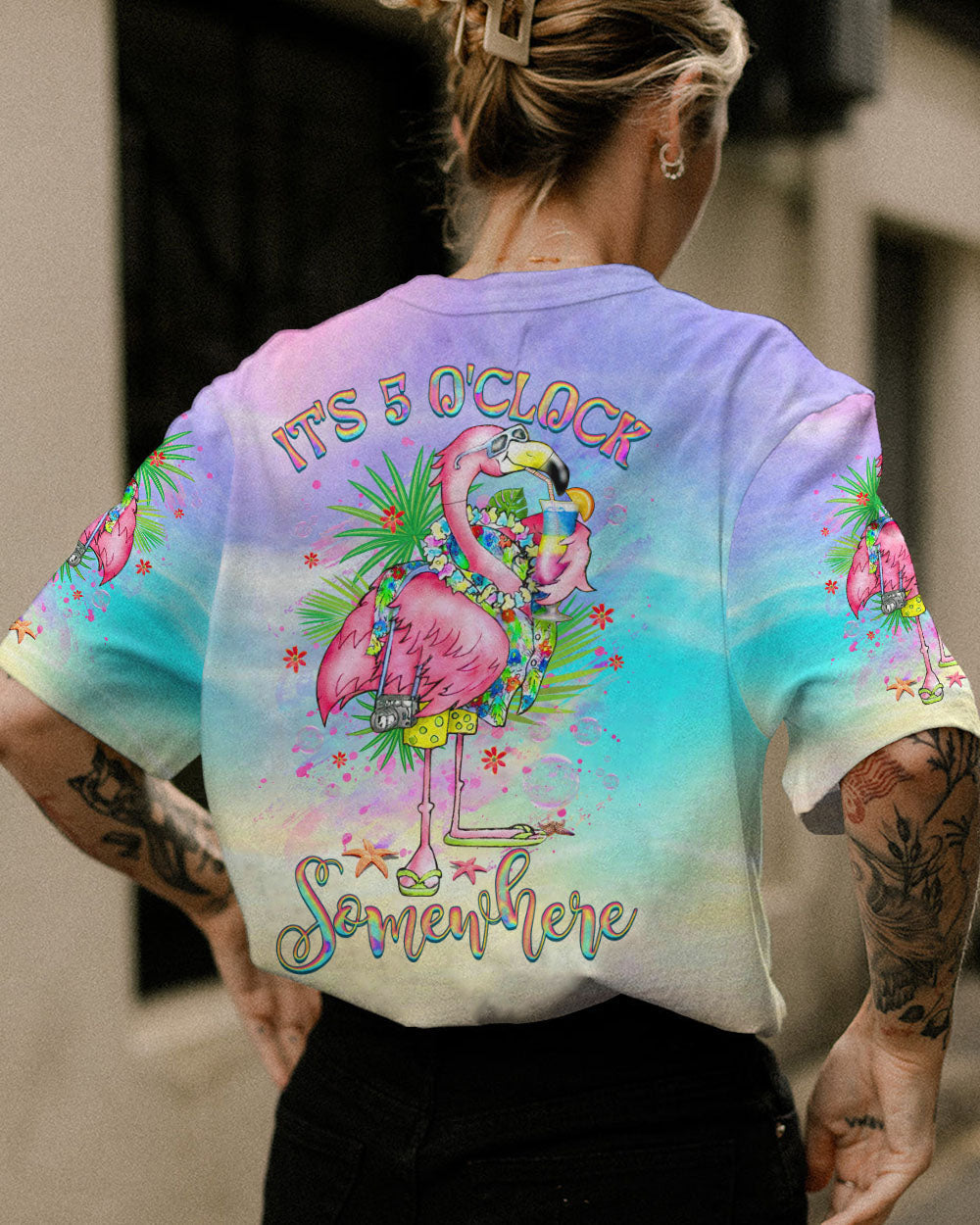 BLISSCORNERS IT'S 5 O'CLOCK SOMEWHERE FLAMINGO ALL OVER PRINT