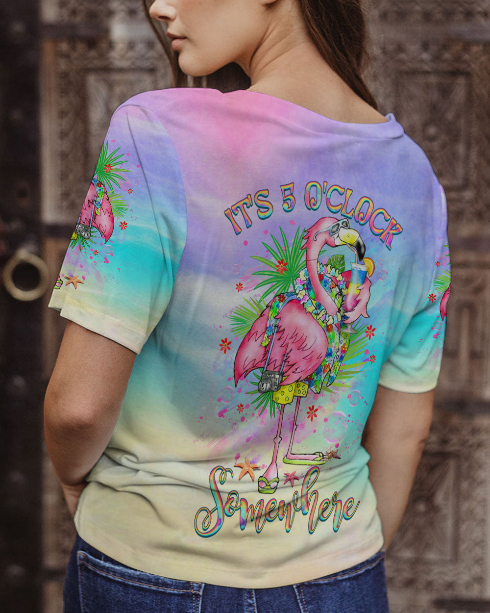 BLISSCORNERS IT'S 5 O'CLOCK SOMEWHERE FLAMINGO ALL OVER PRINT