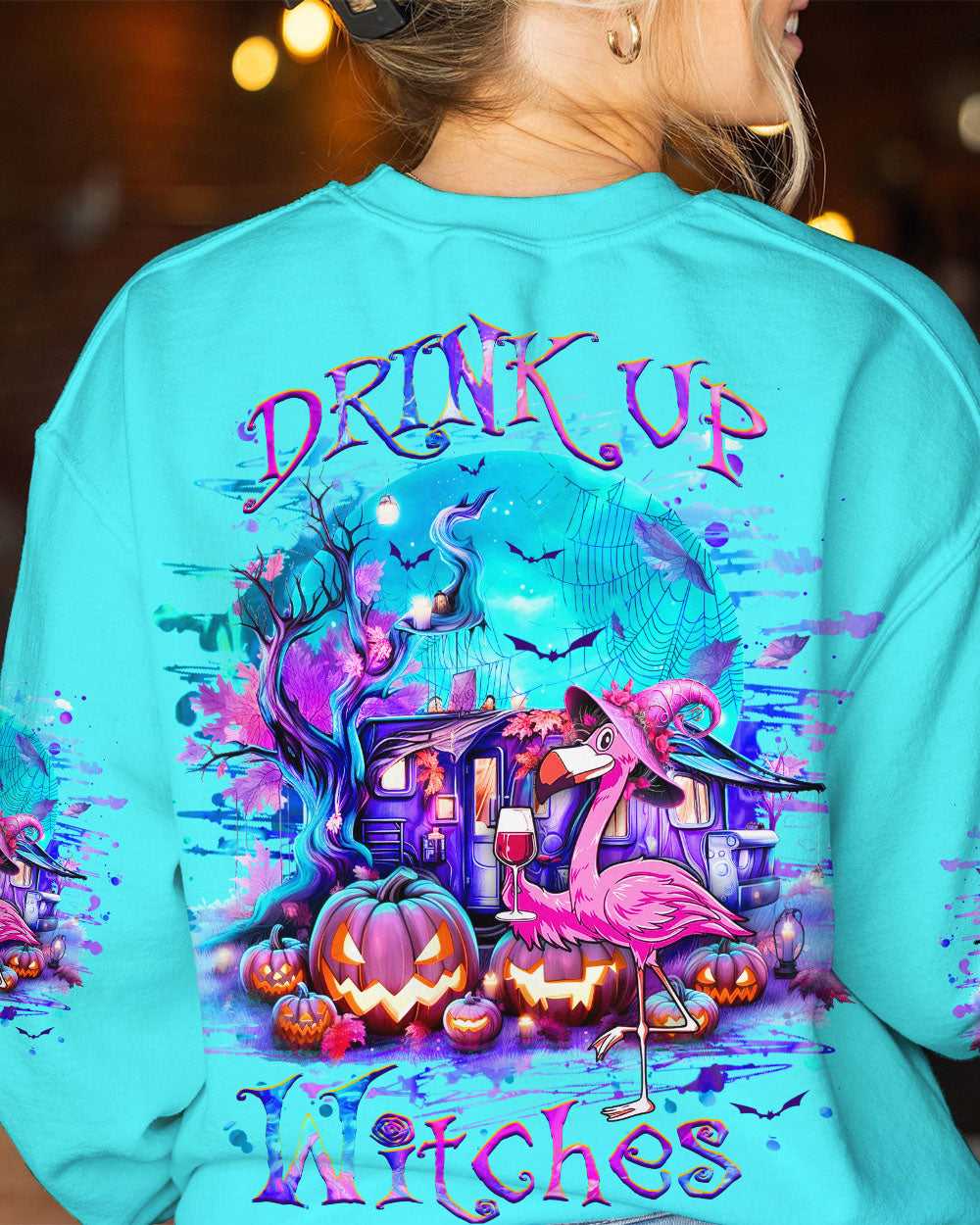 BLISSCORNERS DRINK UP WITCHES FLAMINGO HALLOWEEN ALL OVER PRINT