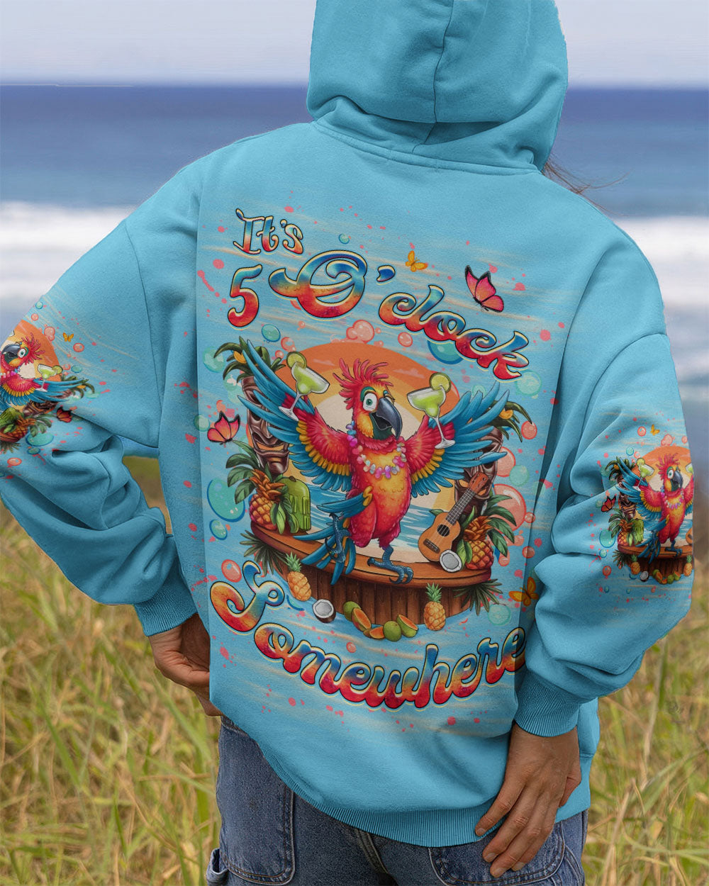 BLISSCORNERS IT'S 5 O'CLOCK SOMEWHERE PARROT ALL OVER PRINT