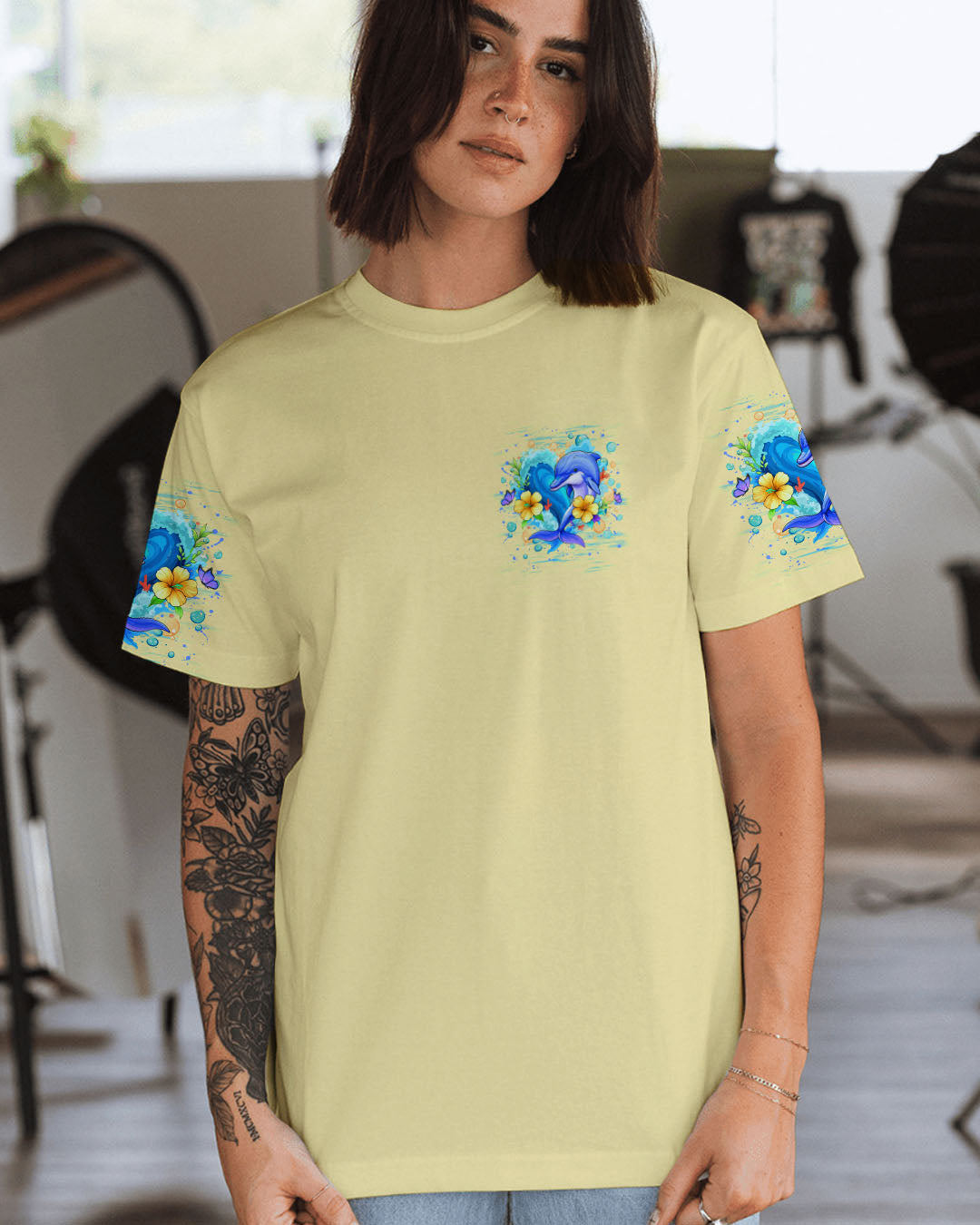 BLISSCORNERS SOME GIRLS ARE JUST BORN DOLPHIN ALL OVER PRINT