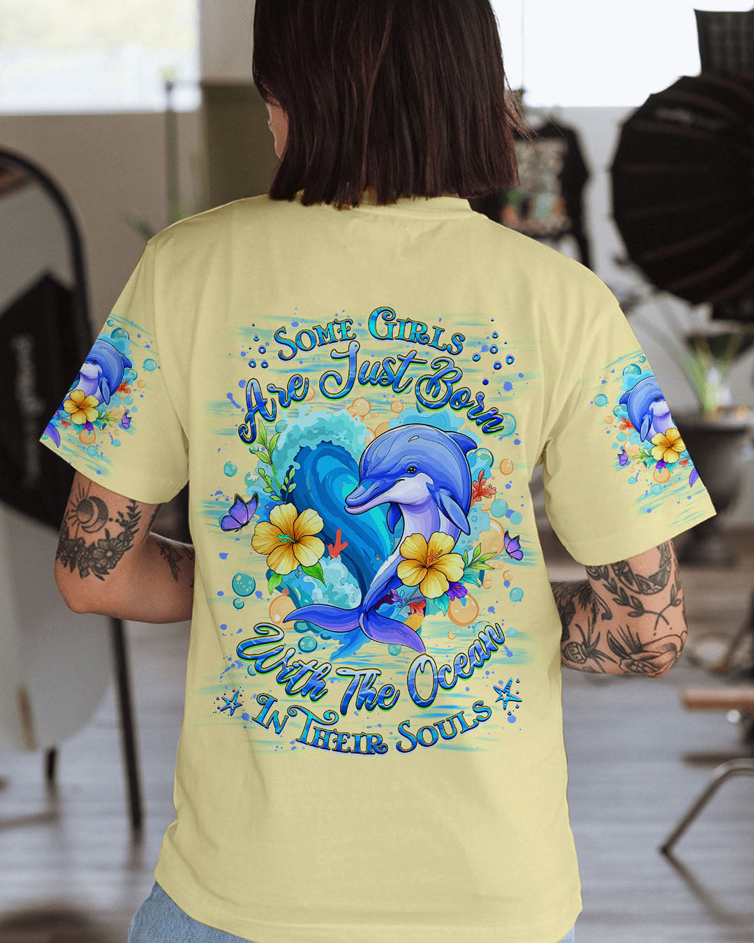 BLISSCORNERS SOME GIRLS ARE JUST BORN DOLPHIN ALL OVER PRINT