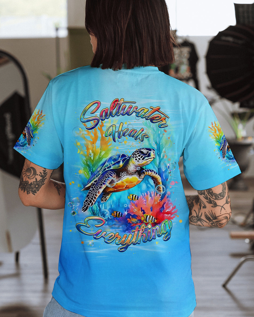 BLISSCORNERS SALTWATER HEALS EVERYTHING TURTLE ALL OVER PRINT