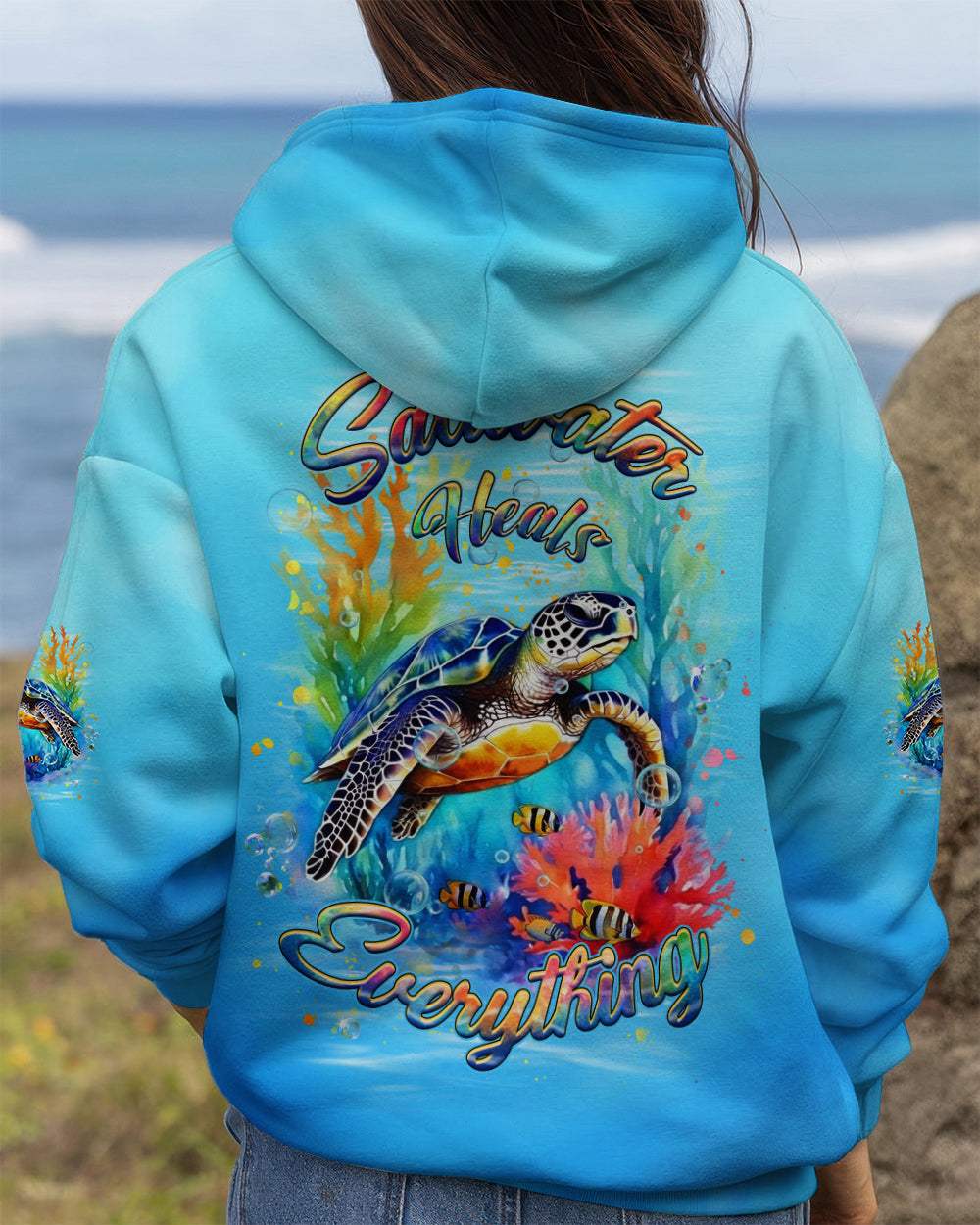 BLISSCORNERS SALTWATER HEALS EVERYTHING TURTLE ALL OVER PRINT
