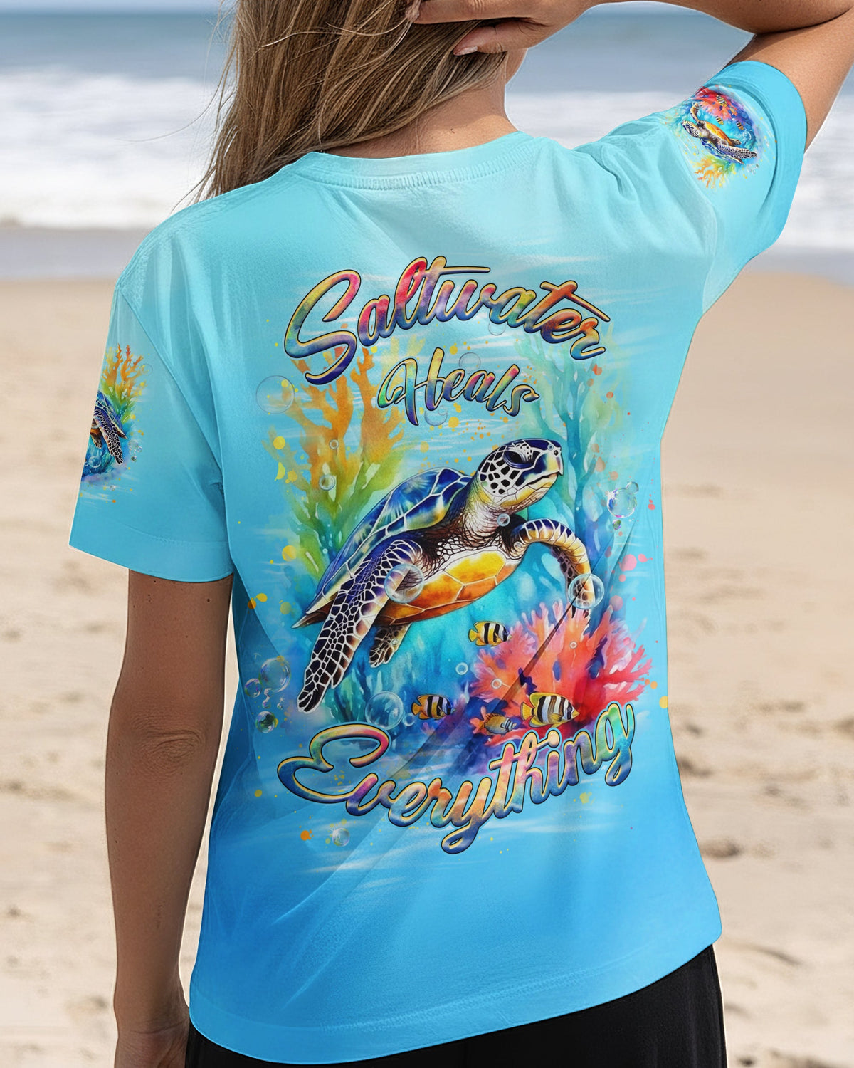 BLISSCORNERS SALTWATER HEALS EVERYTHING TURTLE ALL OVER PRINT