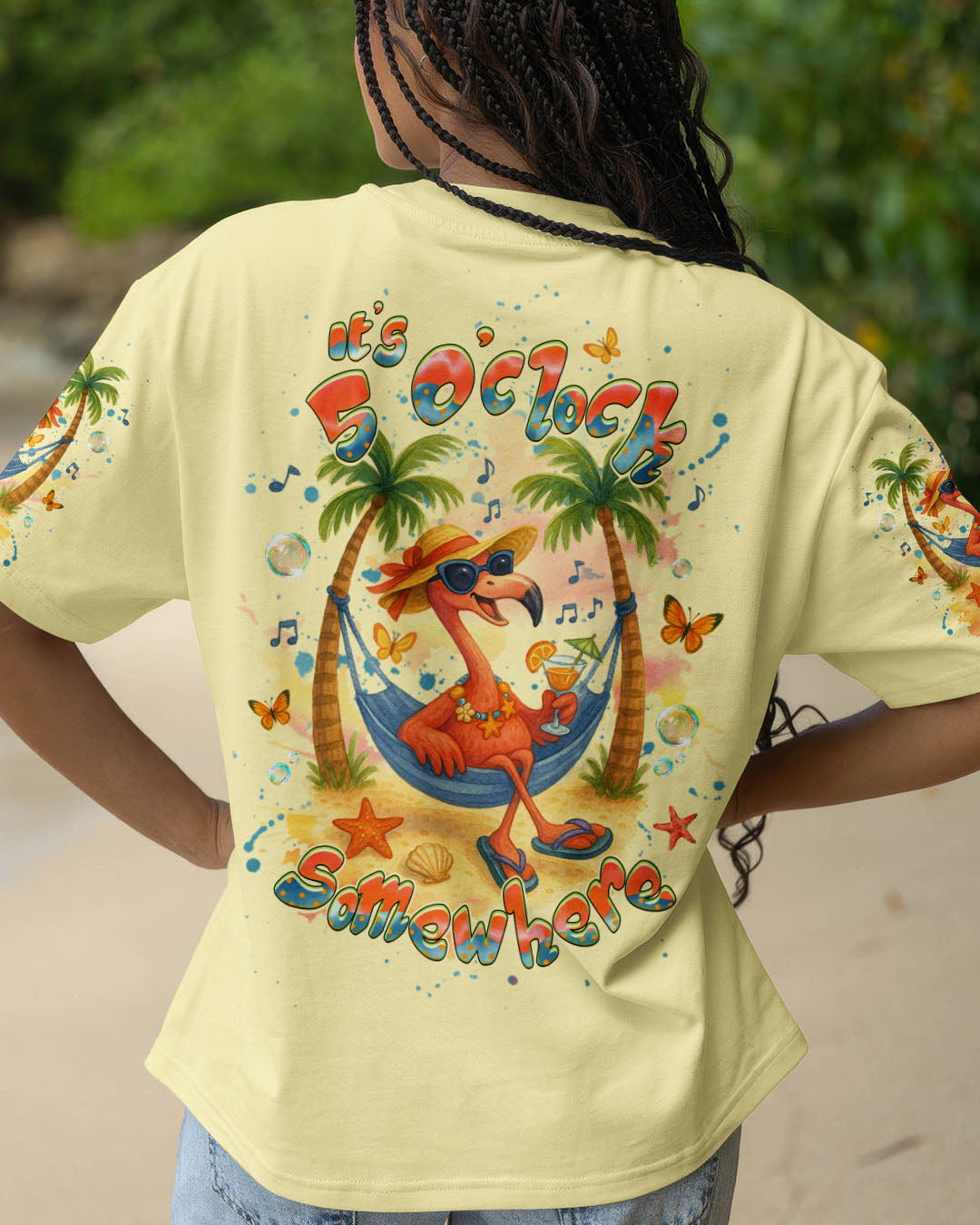 BLISSCORNERS IT'S 5 O'CLOCK SOMEWHERE FLAMINGO ALL OVER PRINT