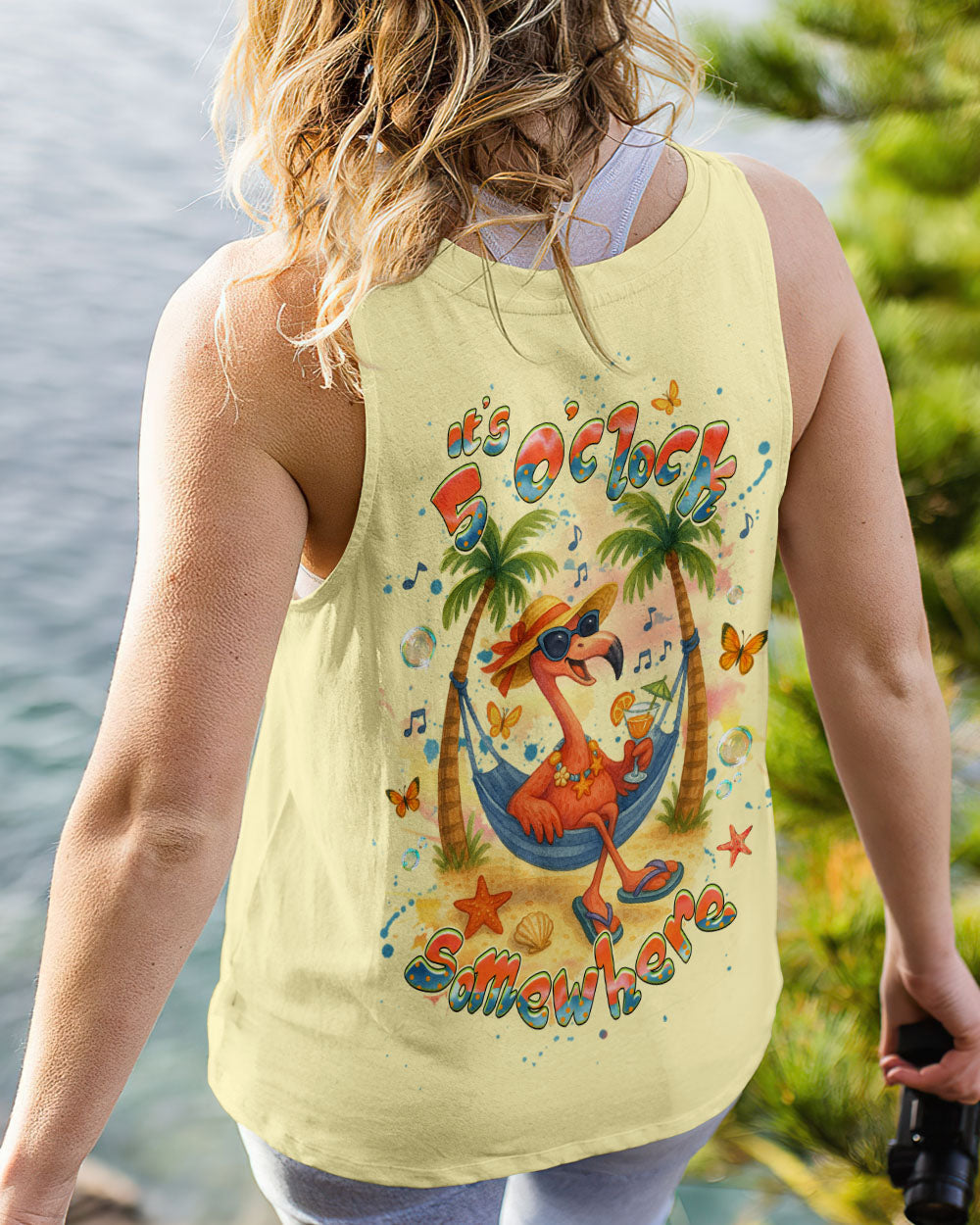BLISSCORNERS IT'S 5 O'CLOCK SOMEWHERE FLAMINGO ALL OVER PRINT