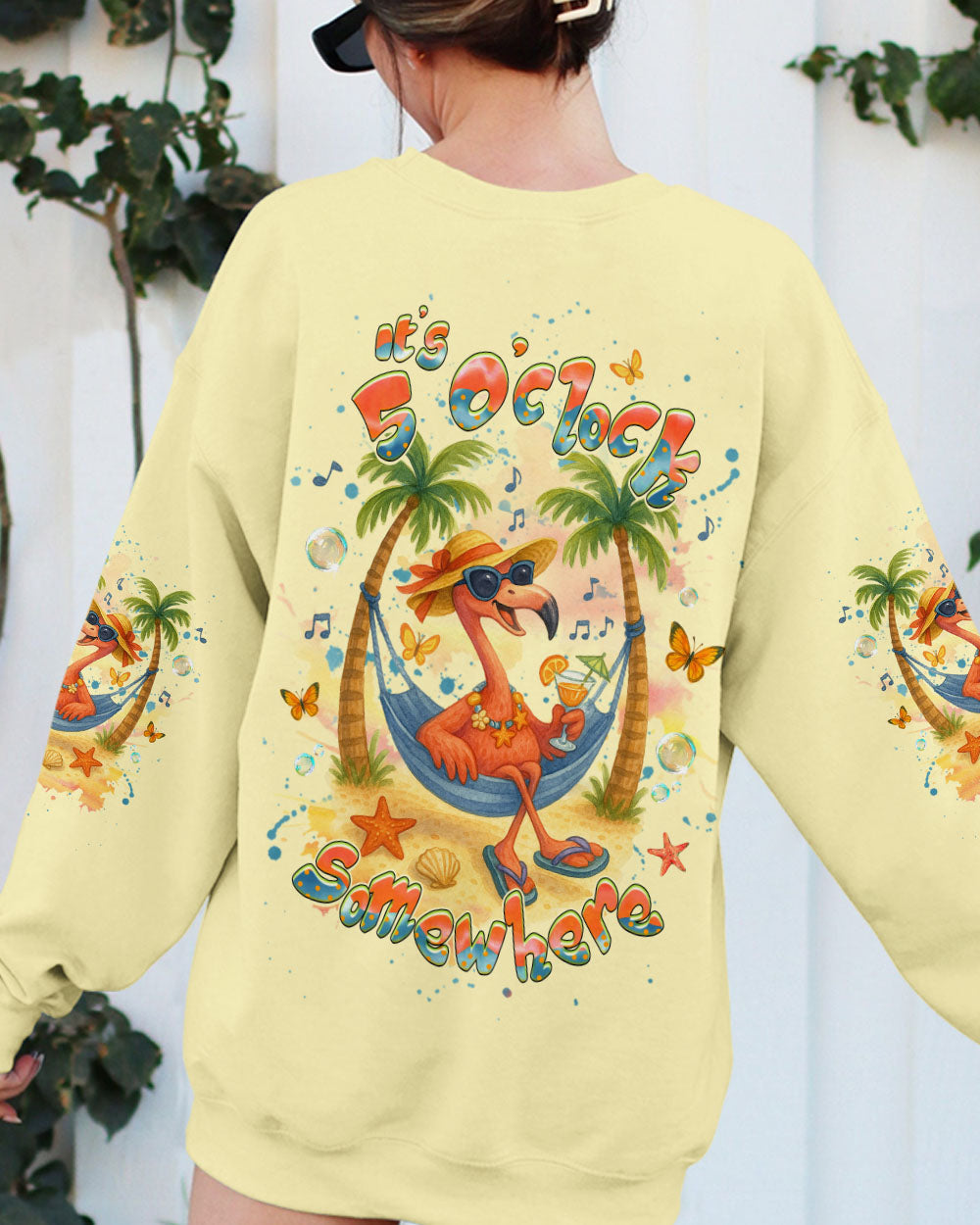 BLISSCORNERS IT'S 5 O'CLOCK SOMEWHERE FLAMINGO ALL OVER PRINT