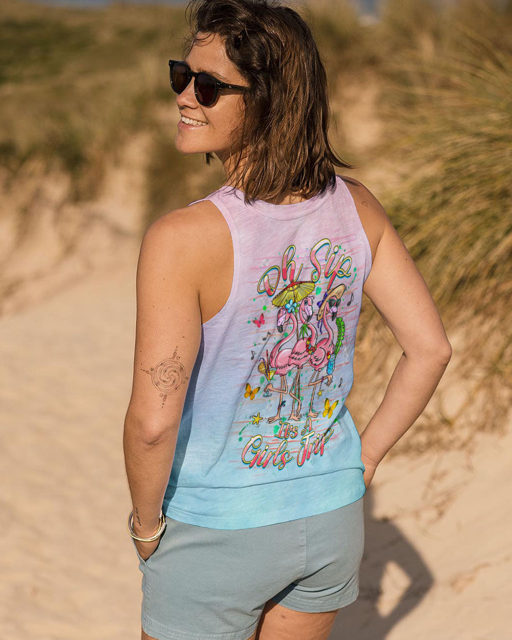 BLISSCORNERS OH SIP IT’S A GIRLS TRIP FLAMINGO ALL OVER PRINT