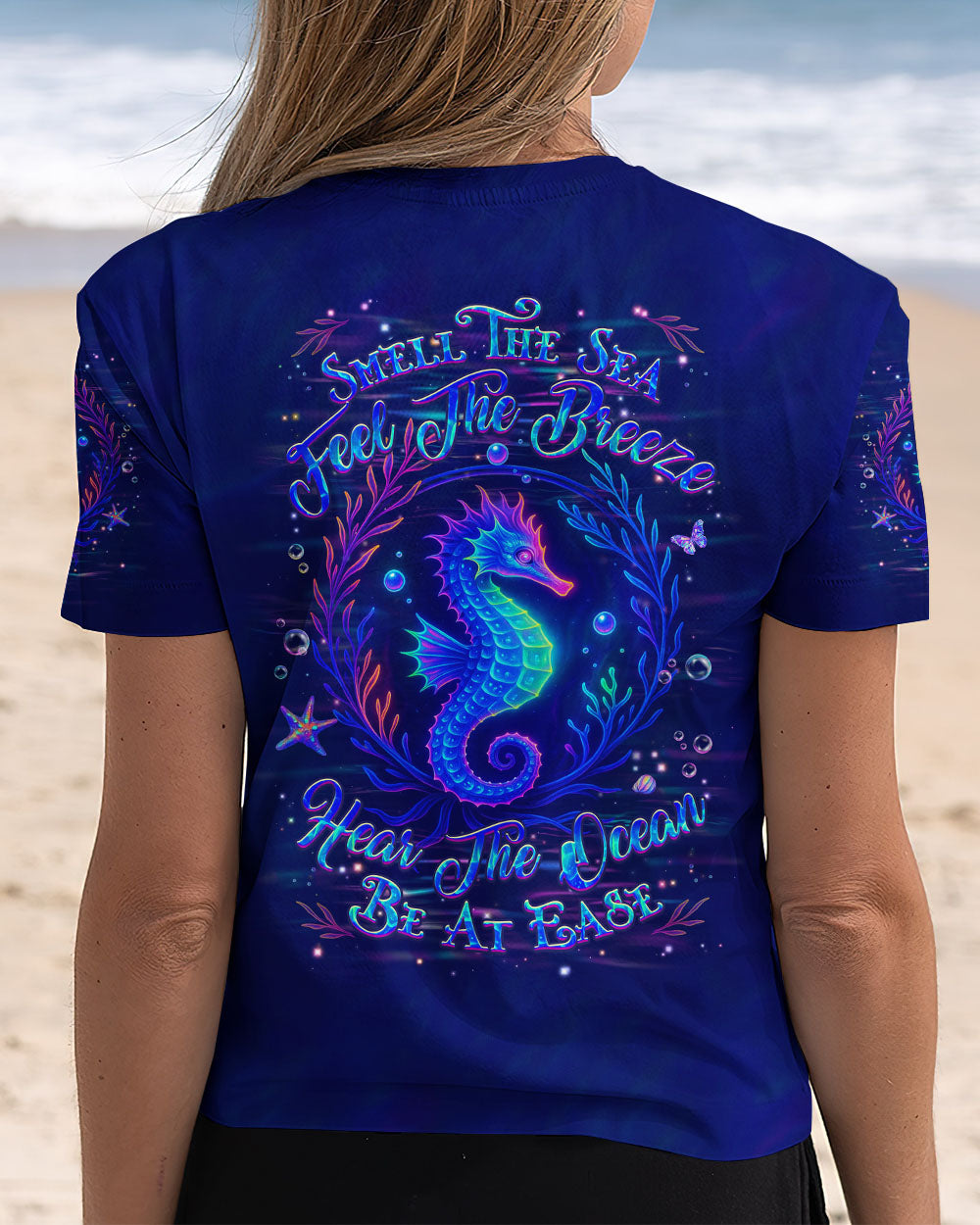 BLISSCORNERS SMELL THE SEA FEEL THE BREEZE SEAHORSE ALL OVER PRINT