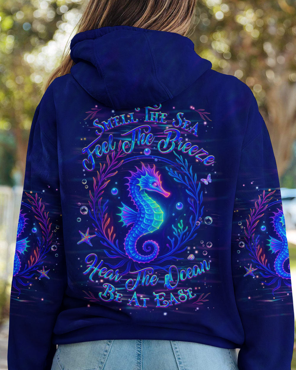 BLISSCORNERS SMELL THE SEA FEEL THE BREEZE SEAHORSE ALL OVER PRINT