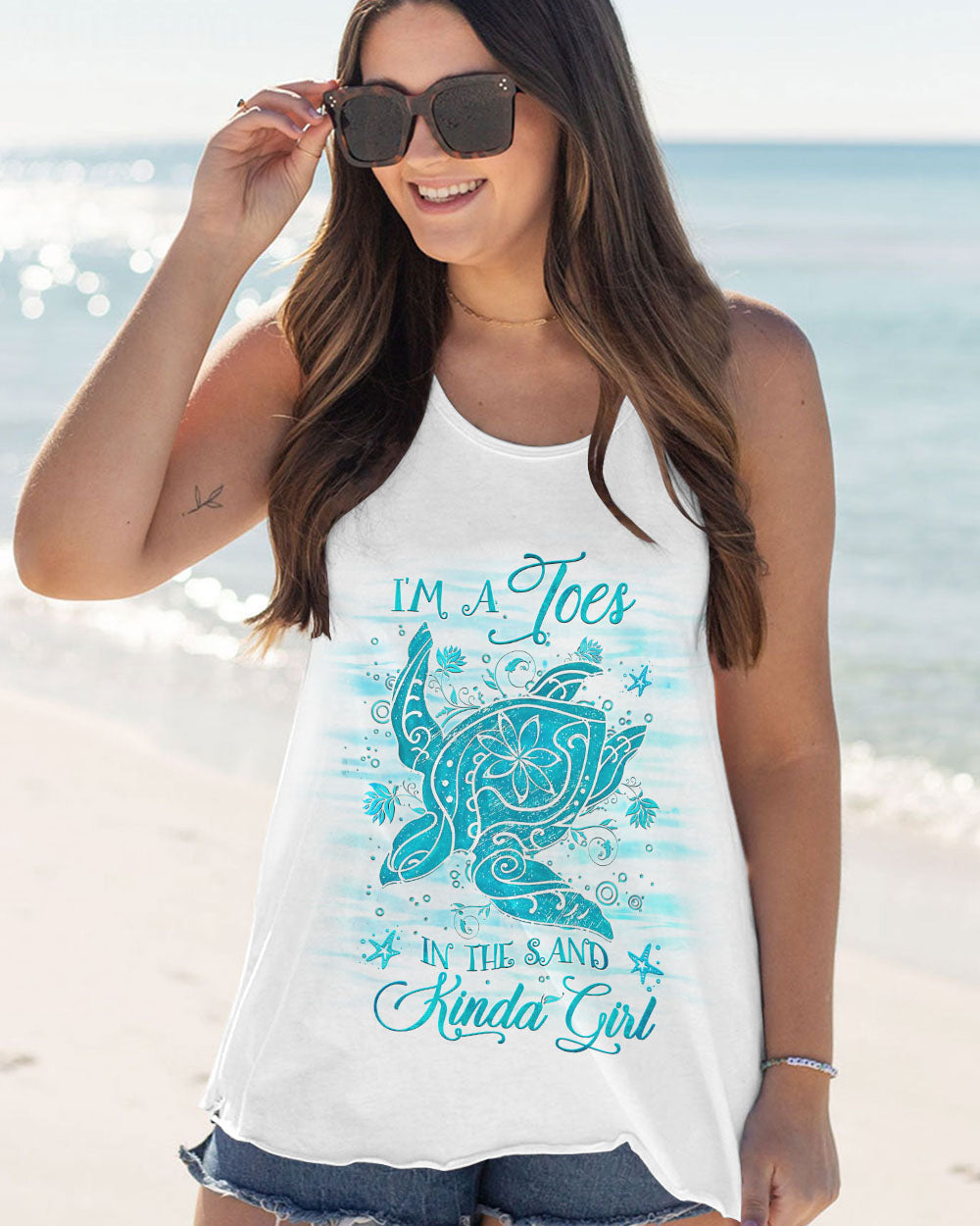 BLISSCORNERS I'M A TOES IN THE SAND KINDA GIRL TURTLE ALL OVER PRINT