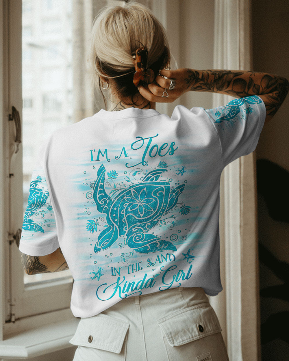 BLISSCORNERS I'M A TOES IN THE SAND KINDA GIRL TURTLE ALL OVER PRINT