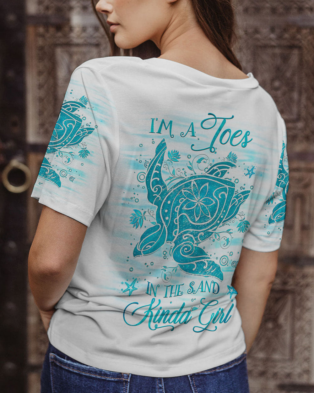 BLISSCORNERS I'M A TOES IN THE SAND KINDA GIRL TURTLE ALL OVER PRINT