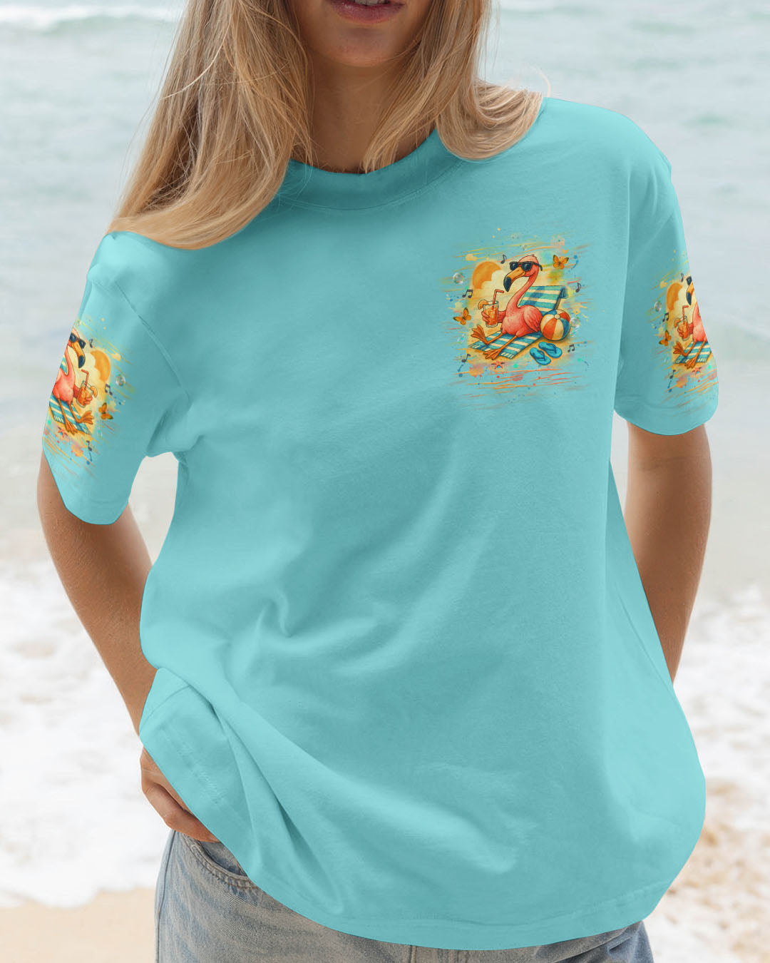 BLISSCORNERS SANDY TOES SUNKISSED NOSE FLAMINGO ALL OVER PRINT