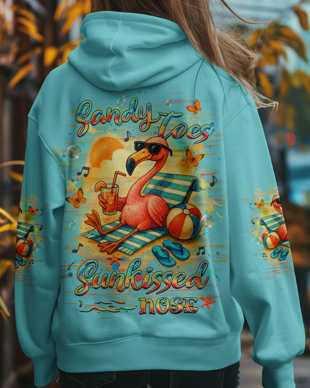 BLISSCORNERS SANDY TOES SUNKISSED NOSE FLAMINGO ALL OVER PRINT