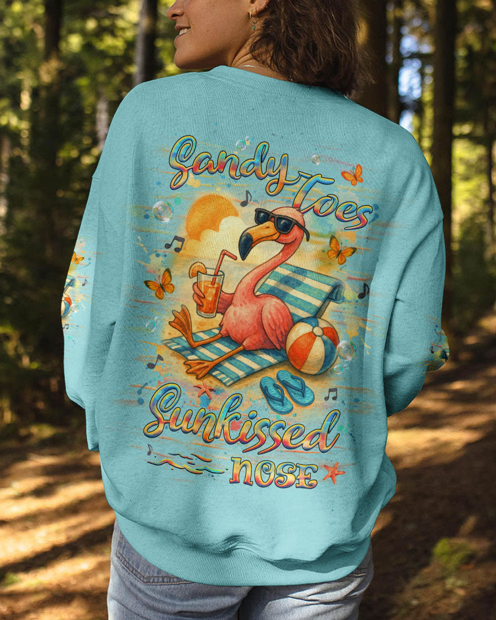 BLISSCORNERS SANDY TOES SUNKISSED NOSE FLAMINGO ALL OVER PRINT