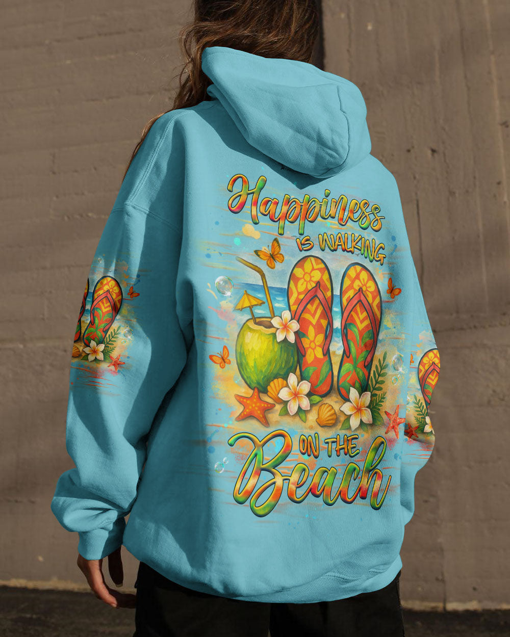 BLISSCORNERS HAPPINESS IS WALKING ON THE BEACH FLIP FLOPS ALL OVER PRINT