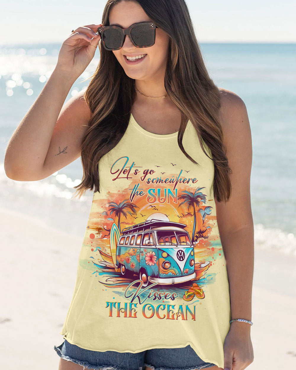 BLISSCORNERS LET'S GO SOMEWHERE THE SUN KISSES THE OCEAN ALL OVER PRINT