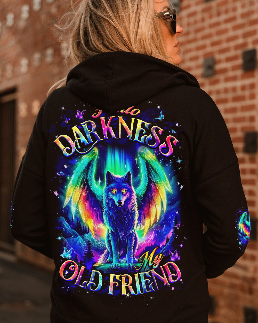 BLISSCORNERS HELLO DARKNESS MY OLD FRIEND WOLF ALL OVER PRINT