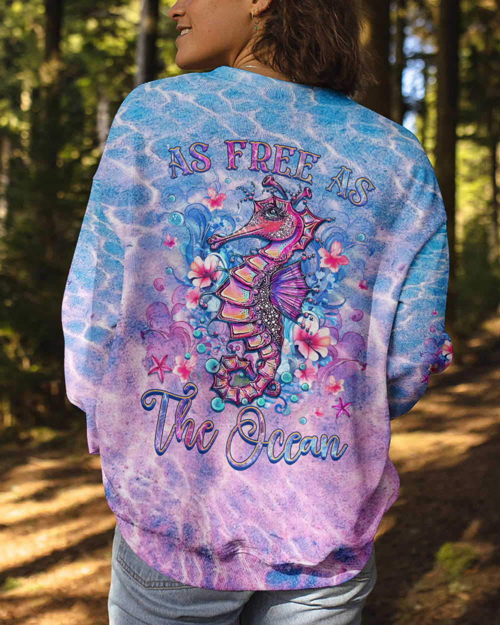 BLISSCORNERS AS FREE AS THE OCEAN SEAHORSE ALL OVER PRINT