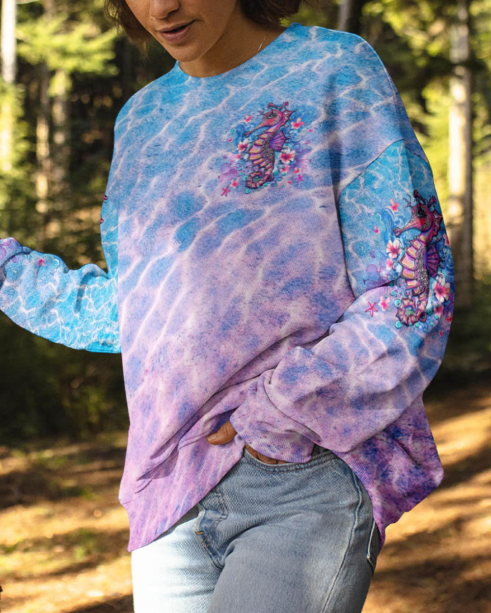 BLISSCORNERS AS FREE AS THE OCEAN SEAHORSE ALL OVER PRINT