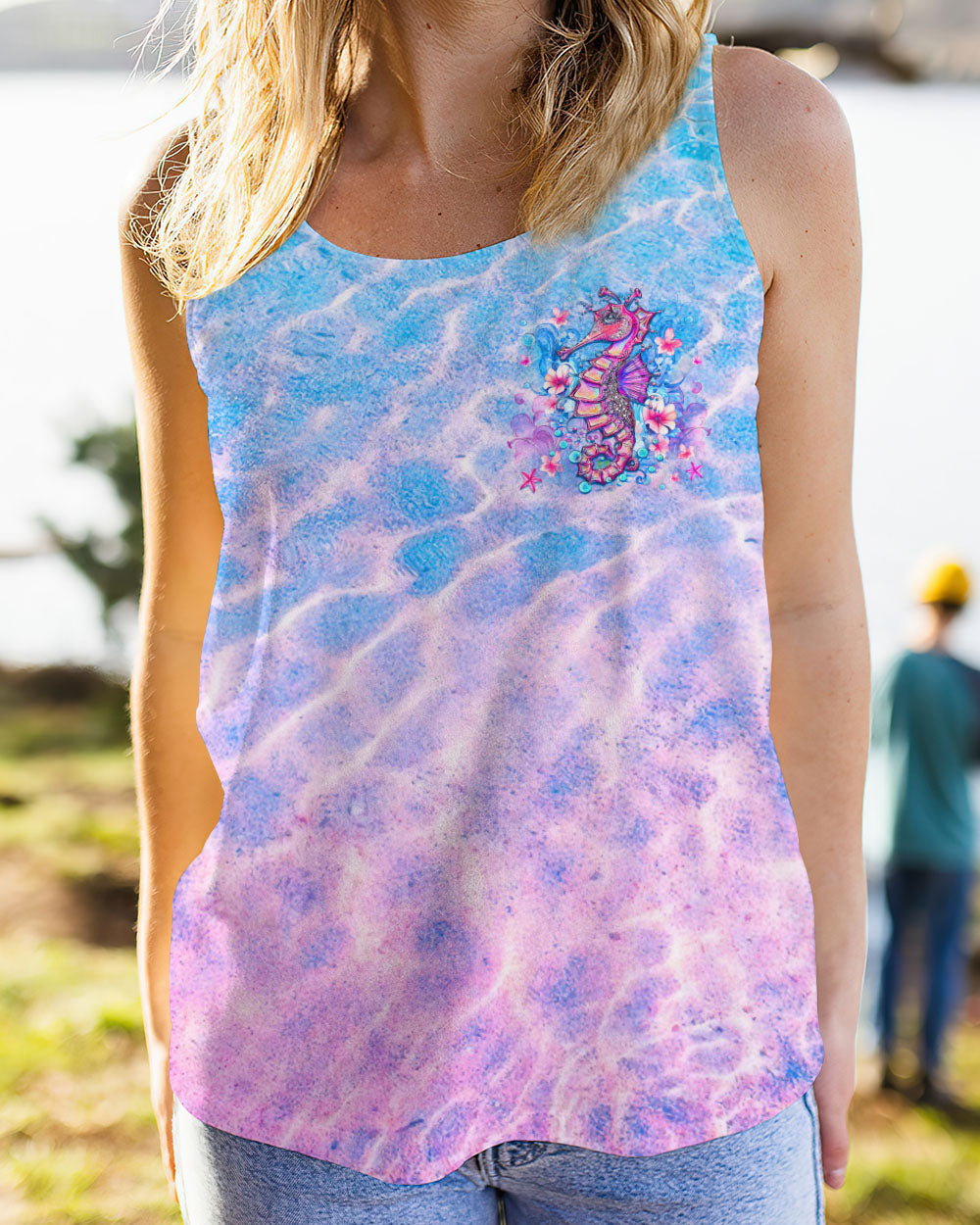 BLISSCORNERS AS FREE AS THE OCEAN SEAHORSE ALL OVER PRINT