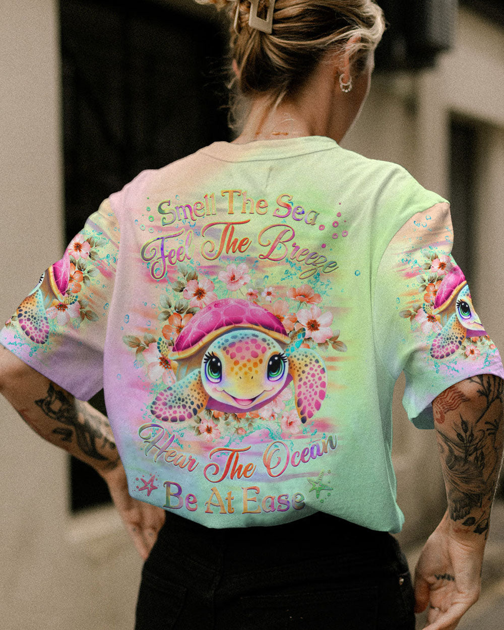 BLISSCORNERS SMELL THE SEA FEEL THE BREEZE TURTLE ALL OVER PRINT