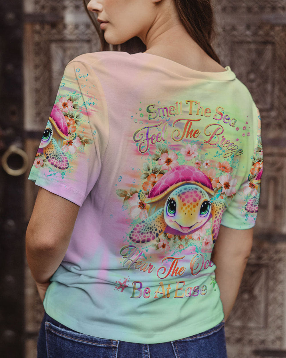 BLISSCORNERS SMELL THE SEA FEEL THE BREEZE TURTLE ALL OVER PRINT