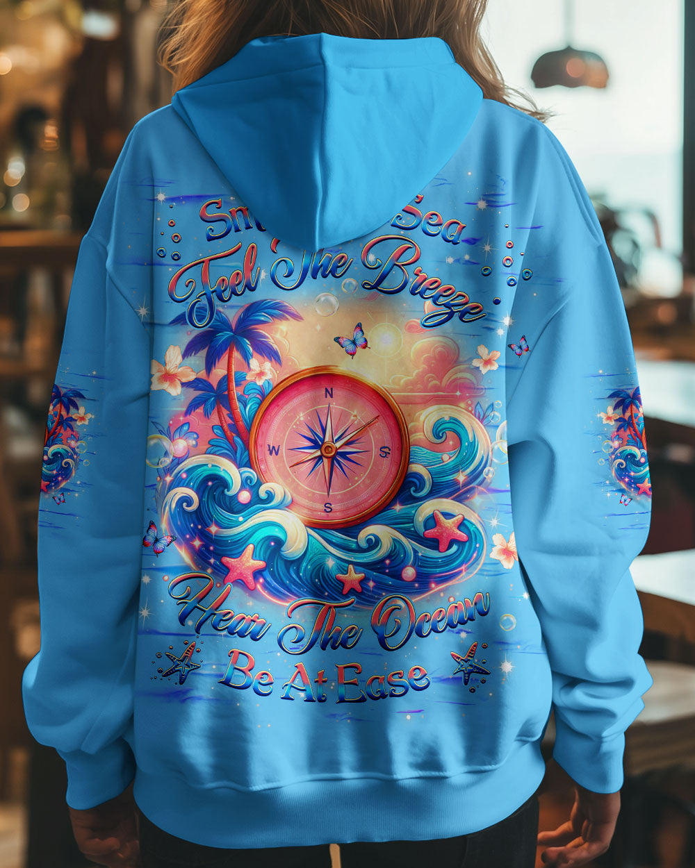 BLISSCORNERS SMELL THE SEA FEEL THE BREEZE COMPASS ALL OVER PRINT