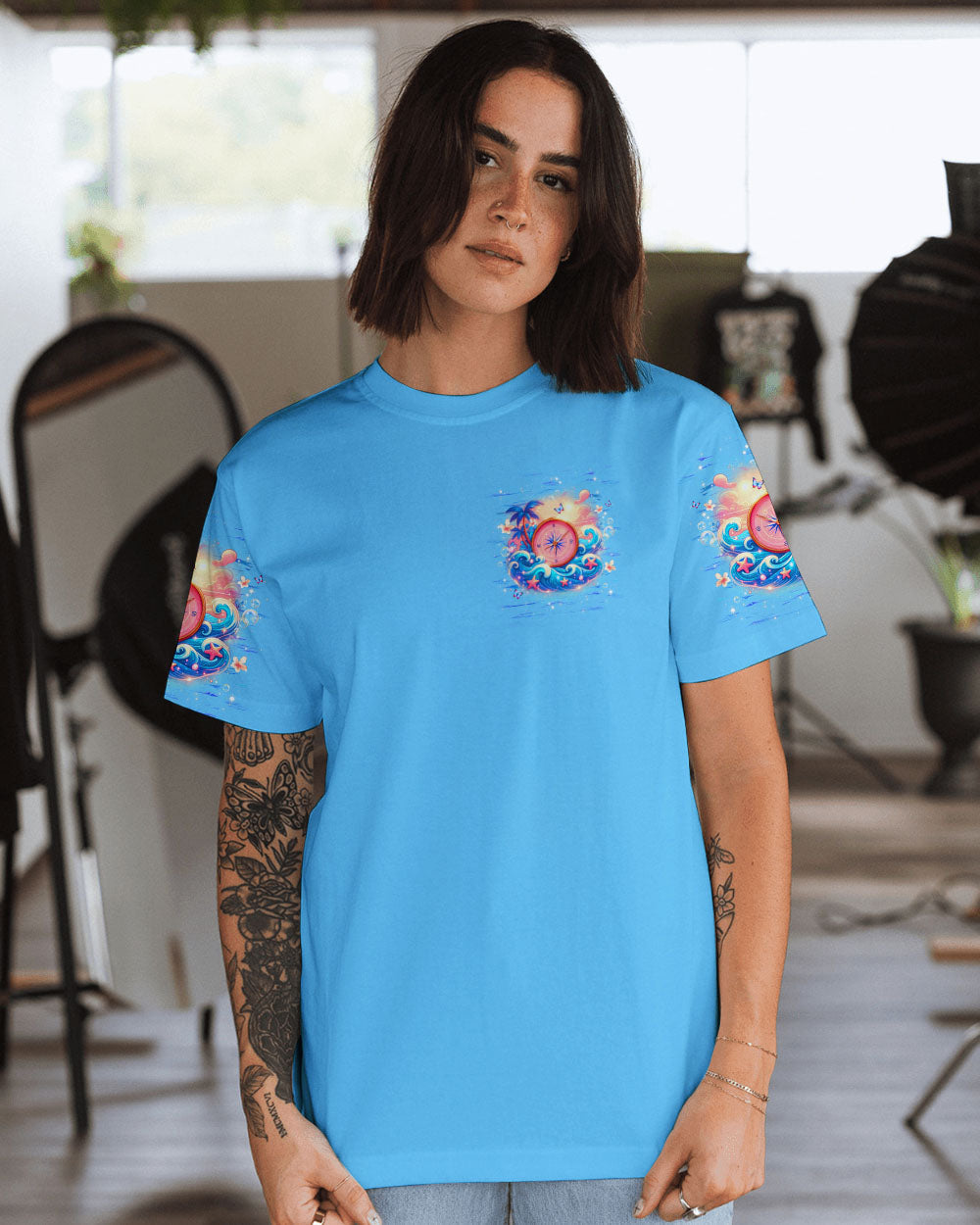 BLISSCORNERS SMELL THE SEA FEEL THE BREEZE COMPASS ALL OVER PRINT