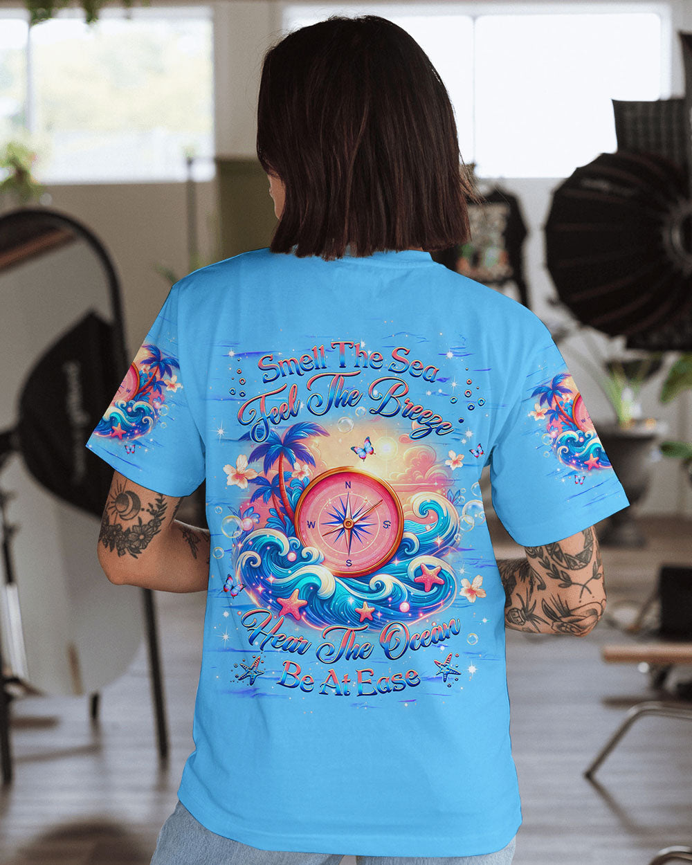 BLISSCORNERS SMELL THE SEA FEEL THE BREEZE COMPASS ALL OVER PRINT