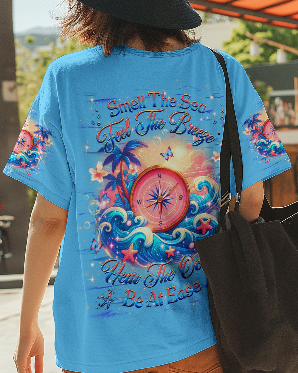 BLISSCORNERS SMELL THE SEA FEEL THE BREEZE COMPASS ALL OVER PRINT