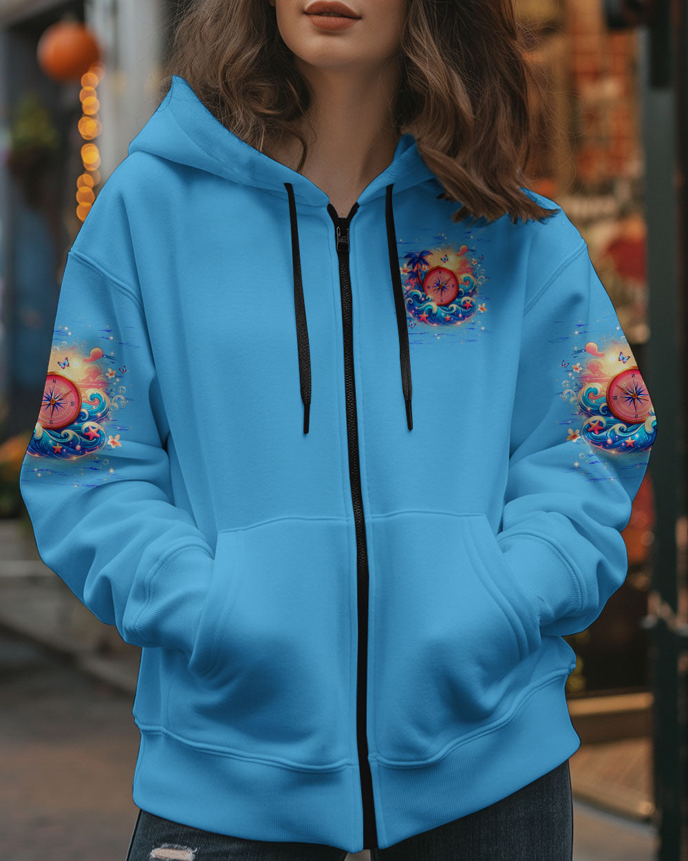 BLISSCORNERS SMELL THE SEA FEEL THE BREEZE COMPASS ALL OVER PRINT
